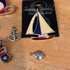 Nautical charm and pendant lot, gold tone and silver tone, 11 pcs